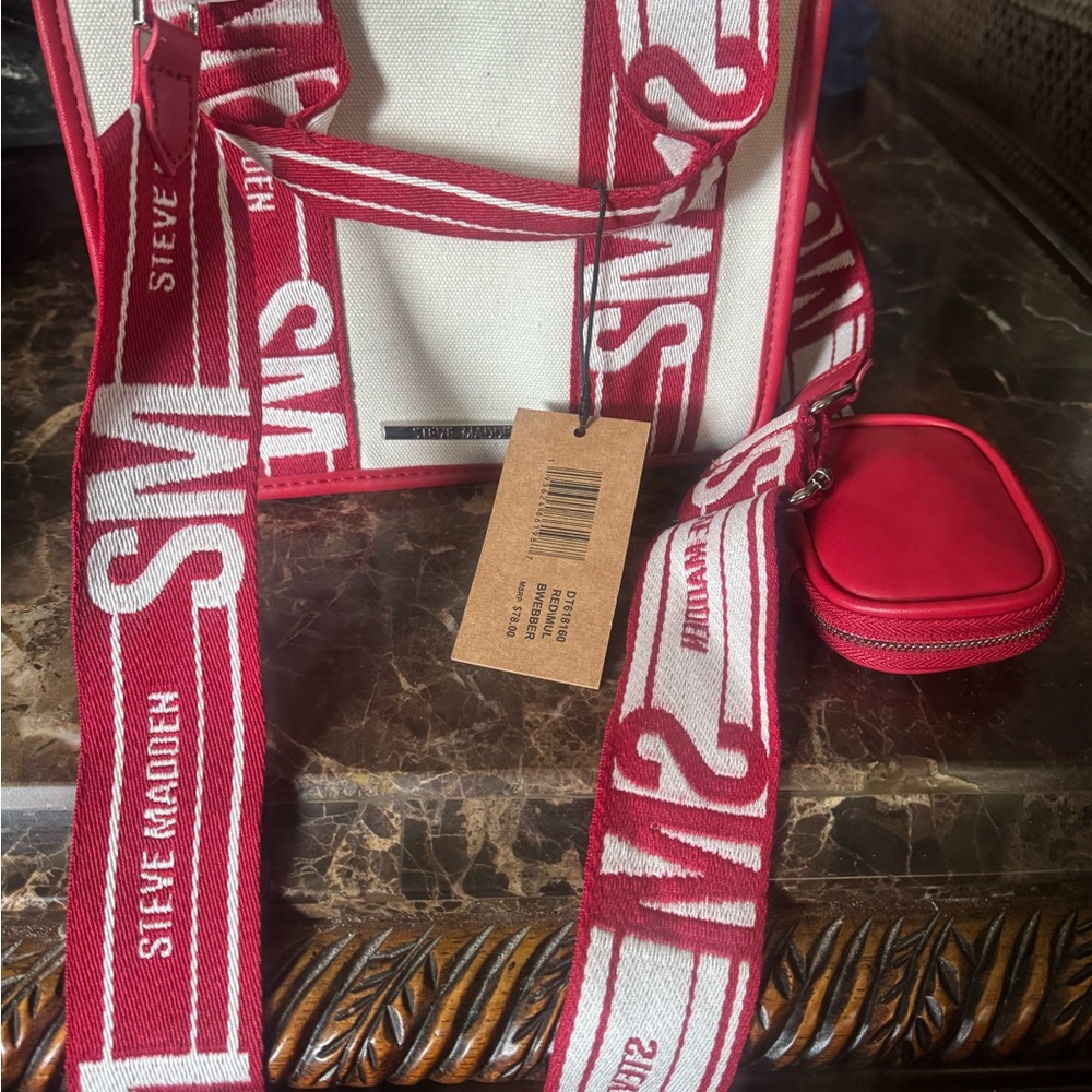 Steve Madden Red and White Crossbody Bag